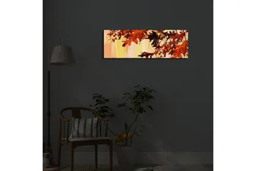 Canvastavla med LED-belysning 30x90 cm - Höstlöv i varma nyanser av röd och orange - Röd / Orange / Gul - Inredning - Tavlor & posters - Canvastavla