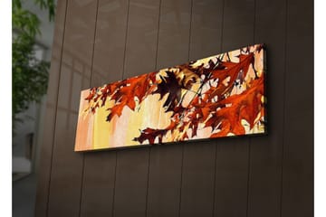 Canvastavla med LED-belysning 30x90 cm - Höstlöv i varma nyanser av röd och orange - Röd / Orange / Gul - Inredning - Tavlor & posters - Canvastavla