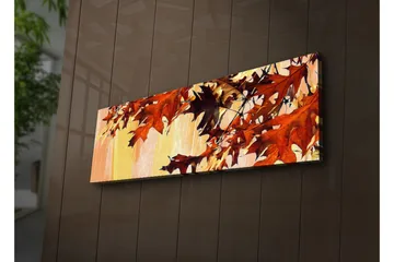 Canvastavla med LED-belysning 30x90 cm - Höstlöv i varma nyanser av röd och orange - Röd / Orange / Gul - Inredning - Tavlor & posters - Canvastavla