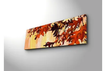 Canvastavla med LED-belysning 30x90 cm - Höstlöv i varma nyanser av röd och orange - Röd / Orange / Gul - Inredning - Tavlor & posters - Canvastavla