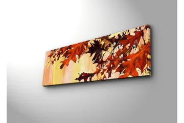 Canvastavla med LED-belysning 30x90 cm - Höstlöv i varma nyanser av röd och orange - Röd / Orange / Gul - Inredning - Tavlor & posters - Canvastavla
