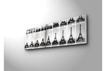 Canvastavla med LED-belysning 30x90 cm - Historisk serie av Eiffeltornet i svartvitt - Svart / Vitt - Inredning - Tavlor & posters - Canvastavla