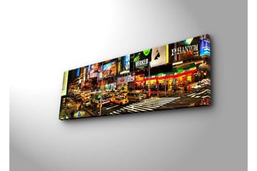 Canvastavla med LED-belysning 30x90 cm - Livlig stadsbild av Times Square med neonskyltar och trafik - Gul / Grön / Röd - Inredning - Tavlor & posters - Canvastavla