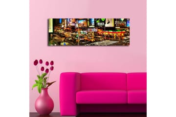 Canvastavla med LED-belysning 30x90 cm - Livlig stadsbild av Times Square med neonskyltar och trafik - Gul / Grön / Röd - Inredning - Tavlor & posters - Canvastavla