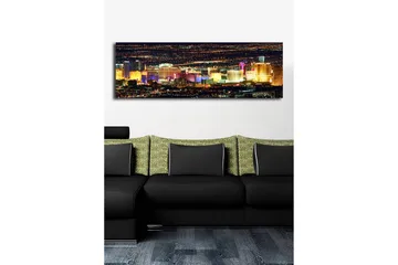 Canvastavla med LED-belysning 30x90 cm - Ljusfull vy av Las Vegas skyline på natten - Guld / Lila / Blå - Inredning - Tavlor & posters - Canvastavla