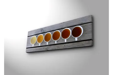 Canvastavla med LED-belysning 30x90 cm - Rad av kaffekoppar med olika nyanser av dryck - Ljusgul / Brun / Orange - Inredning - Tavlor & posters - Canvastavla