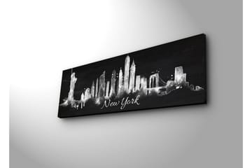 Canvastavla med LED-belysning 30x90 cm - Silhuett av New Yorks skyline med ikoniska byggnader - Svart / Vitt - Inredning - Tavlor & posters - Canvastavla