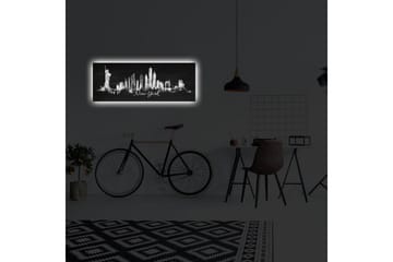 Canvastavla med LED-belysning 30x90 cm - Silhuett av New Yorks skyline med ikoniska byggnader - Svart / Vitt - Inredning - Tavlor & posters - Canvastavla