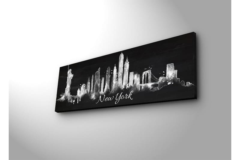 Canvastavla med LED-belysning 30x90 cm - Silhuett av New Yorks skyline med ikoniska byggnader - Svart / Vitt - Inredning - Tavlor & posters - Canvastavla