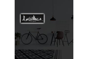 Canvastavla med LED-belysning 30x90 cm - Silhuett av New Yorks skyline med ikoniska byggnader - Svart / Vitt - Inredning - Tavlor & posters - Canvastavla