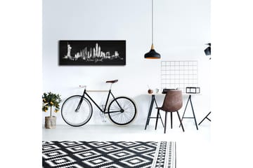 Canvastavla med LED-belysning 30x90 cm - Silhuett av New Yorks skyline med ikoniska byggnader - Svart / Vitt - Inredning - Tavlor & posters - Canvastavla