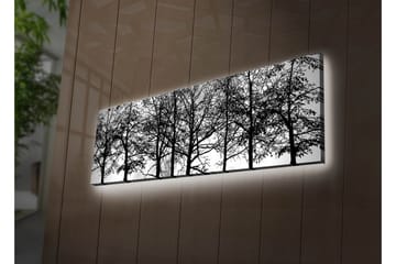 Canvastavla med LED-belysning 30x90 cm - Silhuett av träd i svartvitt - Svart / Vitt - Inredning - Tavlor & posters - Canvastavla
