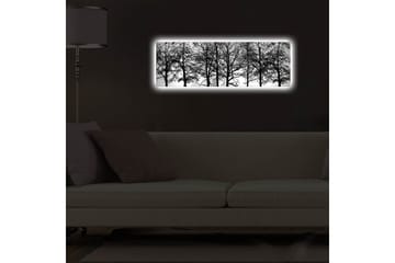 Canvastavla med LED-belysning 30x90 cm - Silhuett av träd i svartvitt - Svart / Vitt - Inredning - Tavlor & posters - Canvastavla