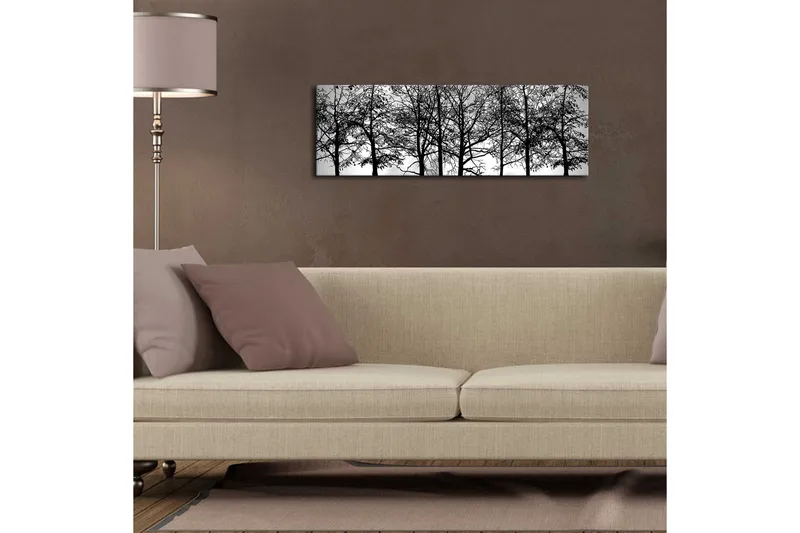 Canvastavla med LED-belysning 30x90 cm - Silhuett av träd i svartvitt - Svart / Vitt - Inredning - Tavlor & posters - Canvastavla