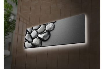Canvastavla med LED-belysning 30x90 cm - Svartvita stenar i en harmonisk komposition - Svart / Grå - Inredning - Tavlor & posters - Canvastavla