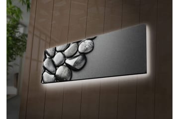 Canvastavla med LED-belysning 30x90 cm - Svartvita stenar i en harmonisk komposition - Svart / Grå - Inredning - Tavlor & posters - Canvastavla