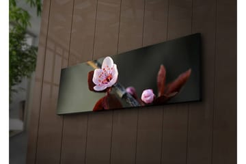 Canvastavla med LED-belysning 30x90 cm - Vacker blomma med rosa kronblad och mörkgröna blad - Rosa / Mörkgrön - Inredning - Tavlor & posters - Canvastavla