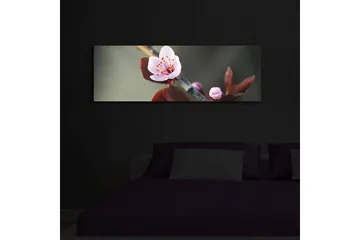 Canvastavla med LED-belysning 30x90 cm - Vacker blomma med rosa kronblad och mörkgröna blad - Rosa / Mörkgrön - Inredning - Tavlor & posters - Canvastavla