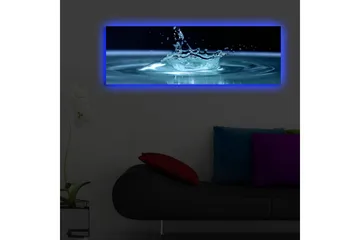 Canvastavla med LED-belysning 30x90 cm - Vattenstänk som skapar en elegant krusning i ytan - Blå / Turkos - Inredning - Tavlor & posters - Canvastavla