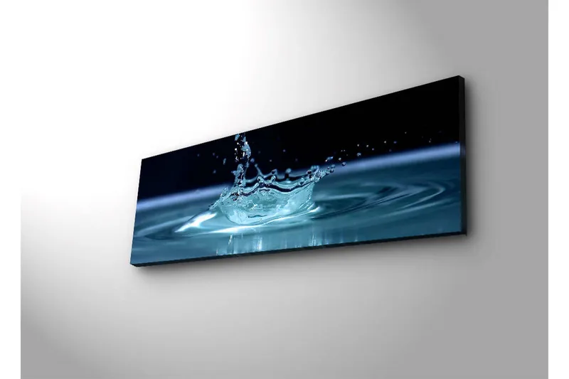 Canvastavla med LED-belysning 30x90 cm - Vattenstänk som skapar en elegant krusning i ytan - Blå / Turkos - Inredning - Tavlor & posters - Canvastavla
