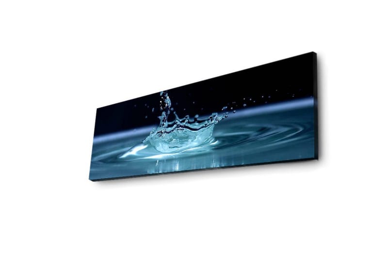 Canvastavla med LED-belysning 30x90 cm - Vattenstänk som skapar en elegant krusning i ytan - Blå / Turkos - Inredning - Tavlor & posters - Canvastavla