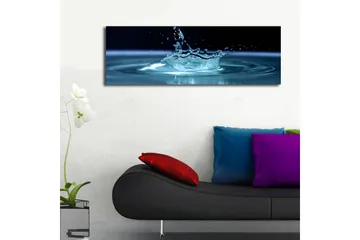 Canvastavla med LED-belysning 30x90 cm - Vattenstänk som skapar en elegant krusning i ytan - Blå / Turkos - Inredning - Tavlor & posters - Canvastavla