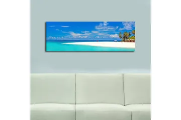 Canvastavla med LED-belysning 30x90 cm - Paradisstrand med turkost vatten och palmer - Turkos / Blå / Grön - Inredning - Tavlor & posters - Canvastavla