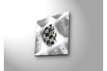 Canvastavla med LED-belysning 40x40 cm - Abstrakt komposition med ansiktsmasker i vitt och svart - Vitt / Svart - Inredning - Tavlor & posters - Canvastavla