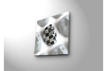 Canvastavla med LED-belysning 40x40 cm - Abstrakt komposition med ansiktsmasker i vitt och svart - Vitt / Svart - Inredning - Tavlor & posters - Canvastavla