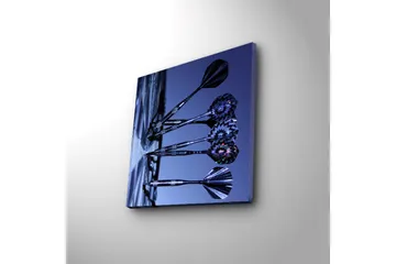 Canvastavla med LED-belysning 40x40 cm - Dartpilar i en stiliserad komposition - Mörkblå / Svart / Silver - Inredning - Tavlor & posters - Canvastavla