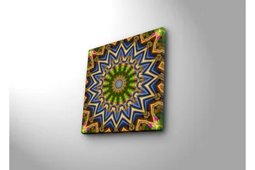 Canvastavla med LED-belysning 40x40 cm - Färgglad mandala med geometriska mönster - Grön / Blå / Guld - Inredning - Tavlor & posters - Canvastavla