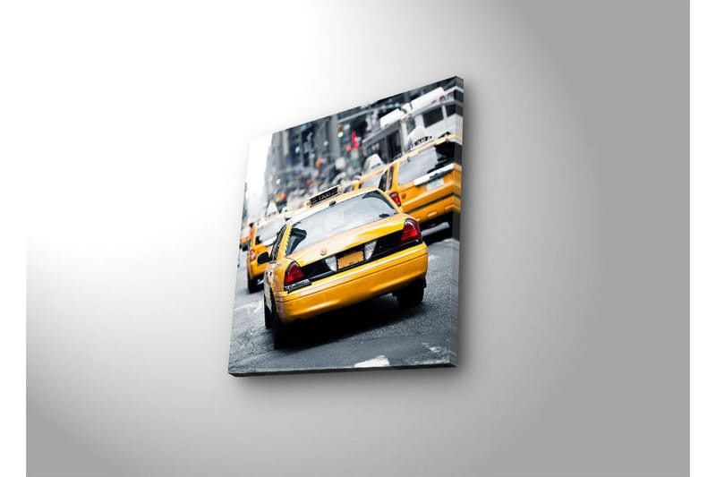 Canvastavla med LED-belysning 40x40 cm - Gula taxibilar på en livlig stadsgata - Gul / Svart / Grå - Inredning - Tavlor & posters - Canvastavla