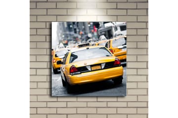 Canvastavla med LED-belysning 40x40 cm - Gula taxibilar på en livlig stadsgata - Gul / Svart / Grå - Inredning - Tavlor & posters - Canvastavla
