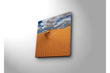 Canvastavla med LED-belysning 40x40 cm - Sanddyner under en blå himmel med moln - Orange / Blå / Vit - Inredning - Tavlor & posters - Canvastavla