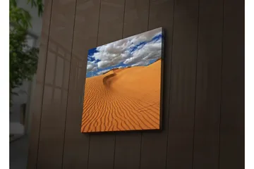 Canvastavla med LED-belysning 40x40 cm - Sanddyner under en blå himmel med moln - Orange / Blå / Vit - Inredning - Tavlor & posters - Canvastavla