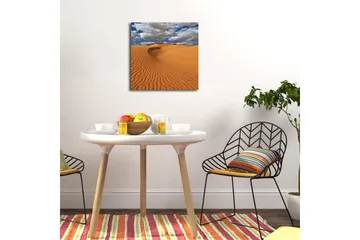 Canvastavla med LED-belysning 40x40 cm - Sanddyner under en blå himmel med moln - Orange / Blå / Vit - Inredning - Tavlor & posters - Canvastavla