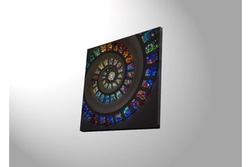Canvastavla med LED-belysning 40x40 cm - Spiralformad komposition med färgglada glasrutor - Blå / Röd / Grön - Inredning - Tavlor & posters - Canvastavla