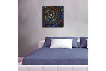 Canvastavla med LED-belysning 40x40 cm - Spiralformad komposition med färgglada glasrutor - Blå / Röd / Grön - Inredning - Tavlor & posters - Canvastavla