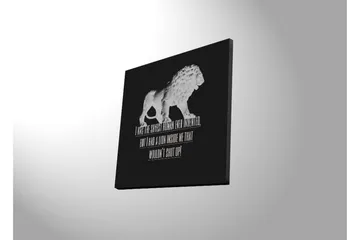 Canvastavla med LED-belysning 40x40 cm - Vit lejonfigur mot svart bakgrund med inspirerande text - Vit / Svart - Inredning - Tavlor & posters - Canvastavla