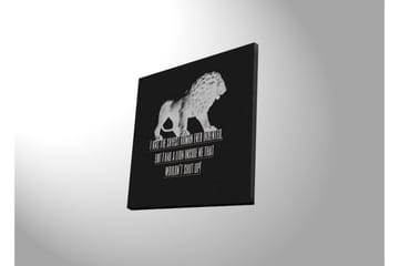 Canvastavla med LED-belysning 40x40 cm - Vit lejonfigur mot svart bakgrund med inspirerande text - Vit / Svart - Inredning - Tavlor & posters - Canvastavla