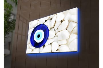 Canvastavla med LED-belysning 45x70 cm - Blå öga mot en bakgrund av vita stenar - Blå / Vit - Inredning - Tavlor & posters - Canvastavla