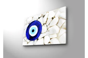 Canvastavla med LED-belysning 45x70 cm - Blå öga mot en bakgrund av vita stenar - Blå / Vit - Inredning - Tavlor & posters - Canvastavla