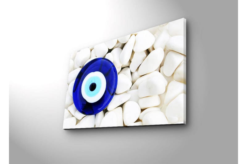 Canvastavla med LED-belysning 45x70 cm - Blå öga mot en bakgrund av vita stenar - Blå / Vit - Inredning - Tavlor & posters - Canvastavla