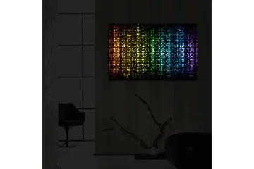 Canvastavla med LED-belysning 45x70 cm - Färgglad abstrakt komposition med prickar i olika nyanser - Svart / Blå / Grön - Inredning - Tavlor & posters - Canvastavla