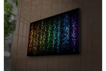 Canvastavla med LED-belysning 45x70 cm - Färgglad abstrakt komposition med prickar i olika nyanser - Svart / Blå / Grön - Inredning - Tavlor & posters - Canvastavla