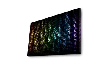 Canvastavla med LED-belysning 45x70 cm - Färgglad abstrakt komposition med prickar i olika nyanser - Svart / Blå / Grön - Inredning - Tavlor & posters - Canvastavla
