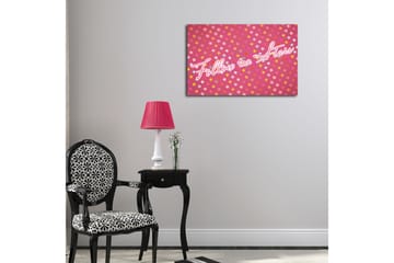 Canvastavla med LED-belysning 45x70 cm - Lekfull komposition med stjärnor och texten Follow the Stars - Rosa / Gul / Vit - Inredning - Tavlor & posters - Canvastavla