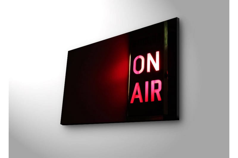 Canvastavla med LED-belysning 45x70 cm - Ljus skylt med texten ON AIR - Röd / Svart - Inredning - Tavlor & posters - Canvastavla