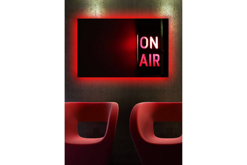 Canvastavla med LED-belysning 45x70 cm - Ljus skylt med texten ON AIR - Röd / Svart - Inredning - Tavlor & posters - Canvastavla