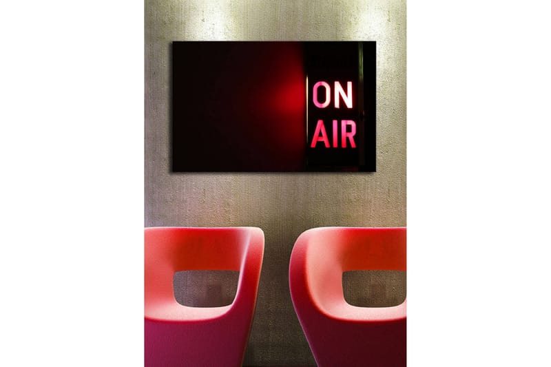 Canvastavla med LED-belysning 45x70 cm - Ljus skylt med texten ON AIR - Röd / Svart - Inredning - Tavlor & posters - Canvastavla